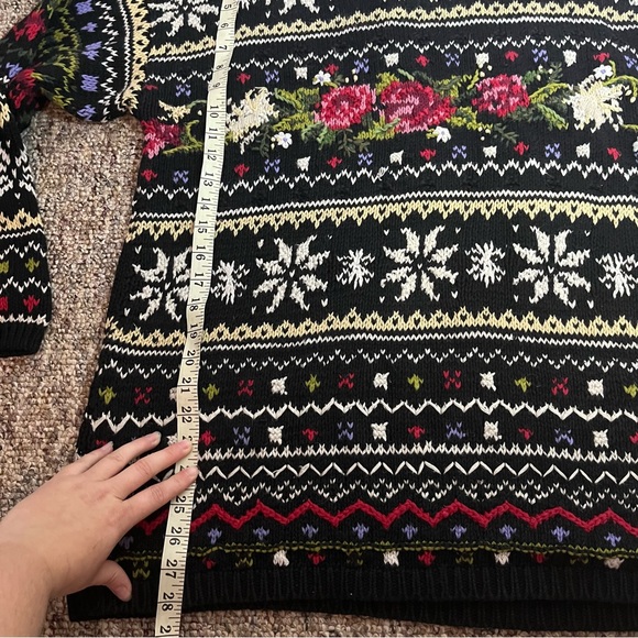Heirloom Collectibles Vintage Pullover Sweater Christmas Snowflake And Floral L - Picture 12 of 13